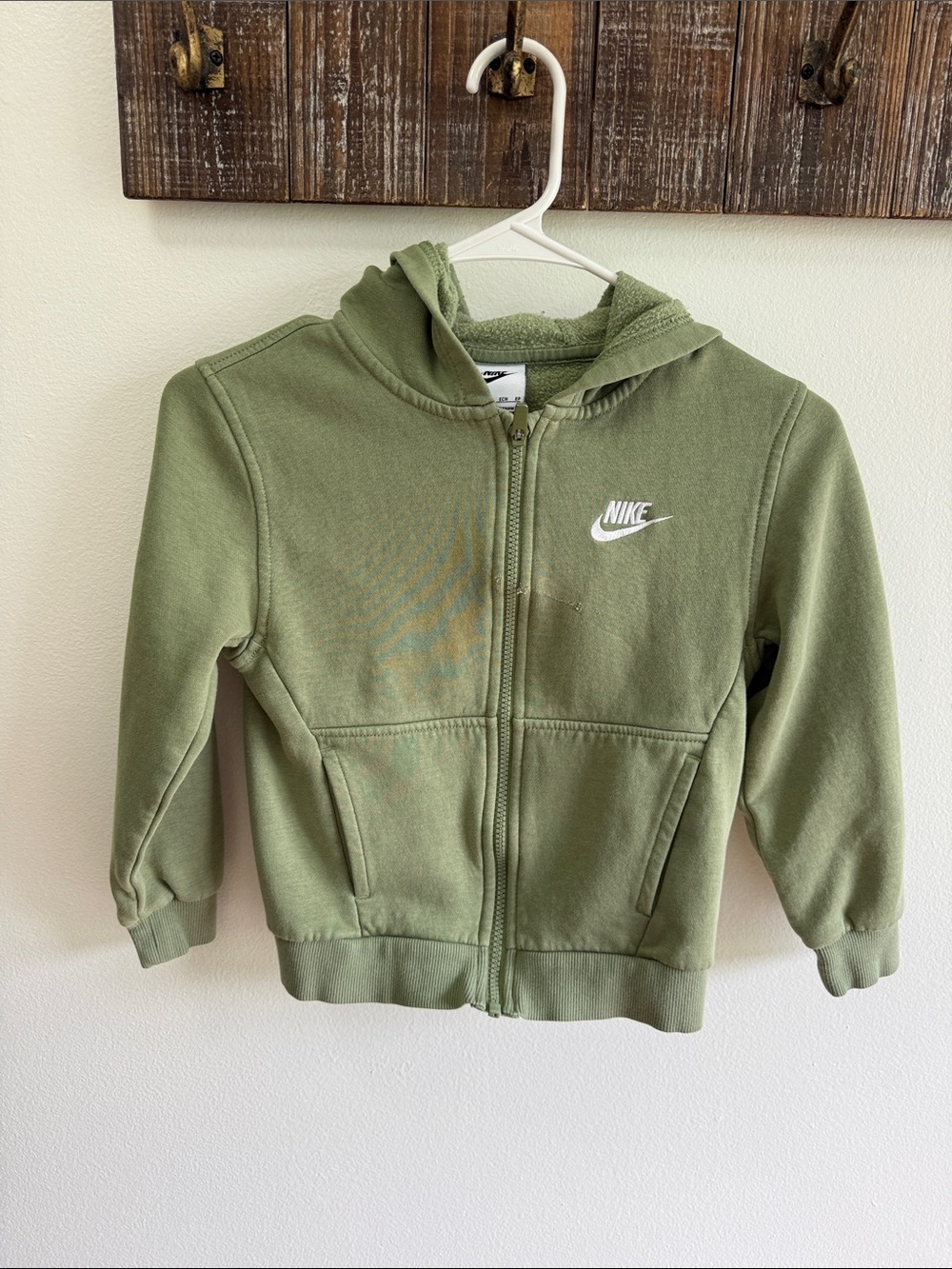 Nike Kids Olive Green Zip-Up Hooded Sweatshirt